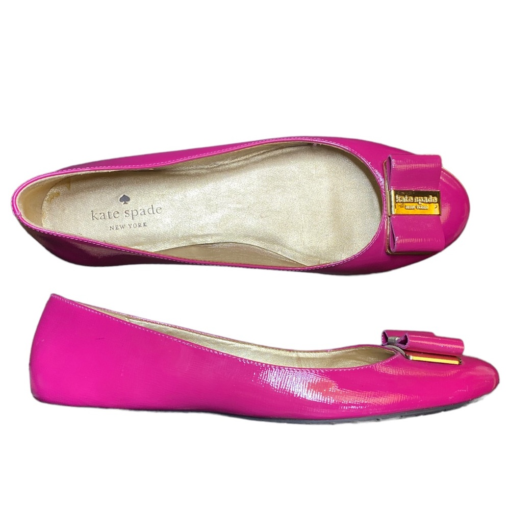 29.  Kate Spade NY Trophy Patent Leather Ballet Flats Size 8.5   Retails $228